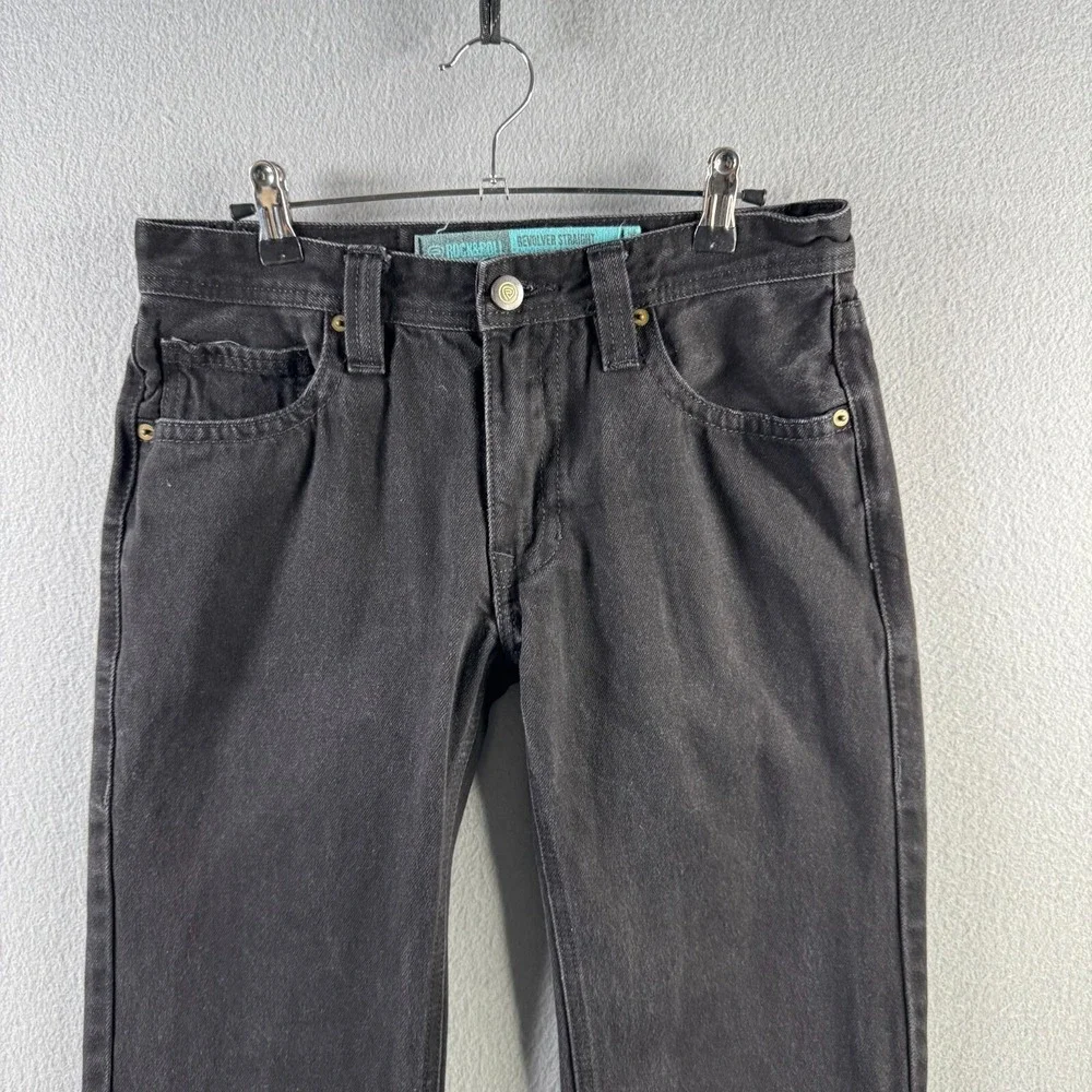 Rock & Roll Cowboy Jeans Mens 30x34 (Fits 30x32) Black Revolver Slim Straight